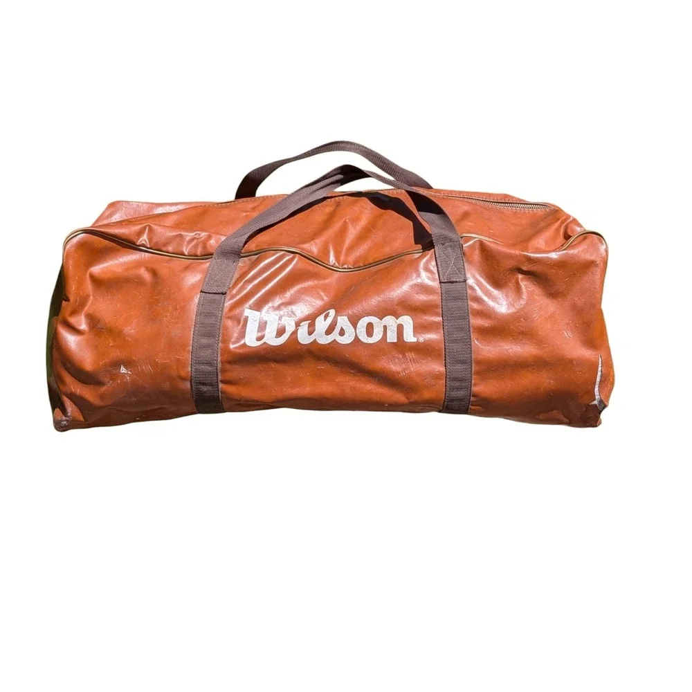 Vintage Wilson NFL Duffle Bag Brown Vinyl Gym Travel Football Equipment‎ Bag USA
